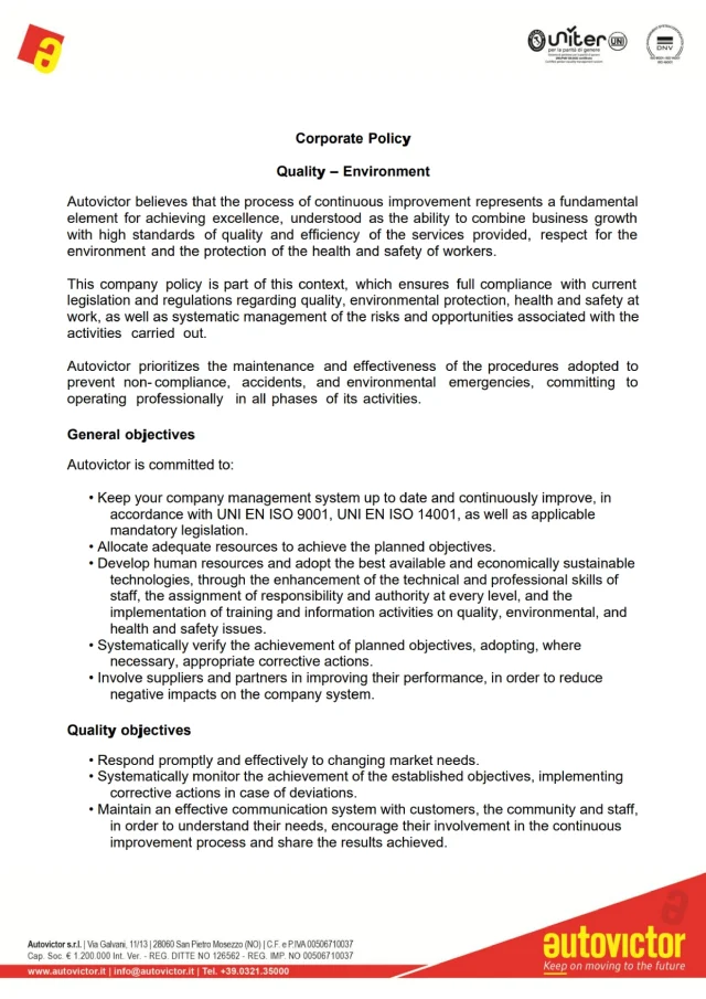 Corporate Policy Quality Environment